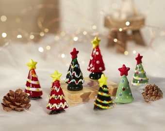 Handmade Stained Glass Figurines,Glass Christmas Trees, Handmade Illuminated Glass Miniature Christmas Trees, Collectible Christmas Trees