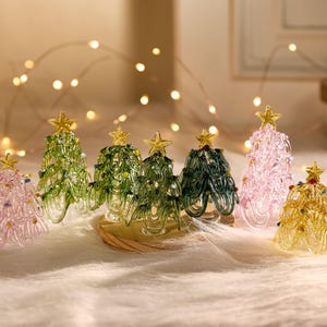 Handmade Stained Glass Christmas Tree Figurine: Collectible Holiday Decor,Christmas gifts