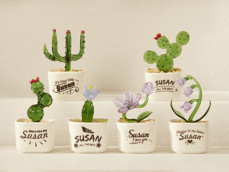 Handmade Glass Flowers,glass Potted Plants, Fused Glass Succulents