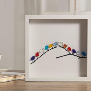 12 Birds Sea Glass Art Painting, Handmade Sea Glass Wall Art Decor,Family Anniversary Gift Idea,Birthday Gift Gifts for the Family