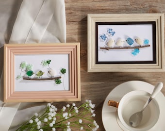 Sea Glass Bird Wall Art: Handmade Friendship Gift, 6-inch Frame