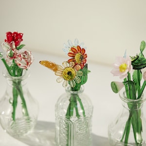 Glasstrauß-Set, Blumenpflanzen, Gartenstecker, Glaspflanzen, Blumendekoration mit einem Blütenblatt, Einweihungsgeschenk, Hochzeitsgeschenk, Muttertagsgeschenk