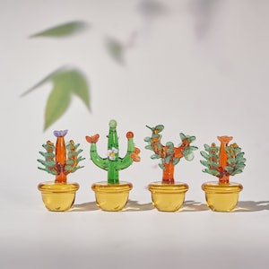 Fused Glass Cactus Set: Stained Glass Succulents, Home Decor