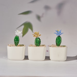 Handmade Stained Glass Succulents: Potted Plant Car Decor Set