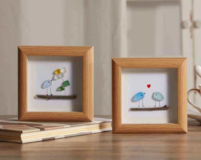 Personalised Wedding Sea Glass Picture, Sea Glass Art Wedding Gift, Custom Couple Keepsake, On Your Wedding Day Frame
