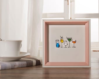 Sea Glass Cocktail Art-it's Five O'clock Somewhere-framed Decor