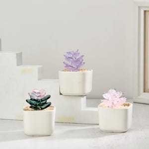 Handmade Fused Glass Succulent: Stained Glass Potted Plant