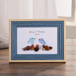 Handmade Sea Glass Birds Pebble Art - Personalized Friendship Gift