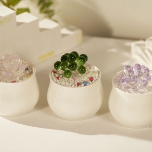 Handmade Fused Glass Succulent: Potted Plant Car Decoration Set