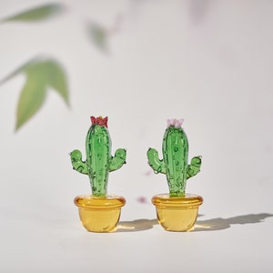 Mini Stained Glass Cactus Planter: Fused Glass Succulent Art