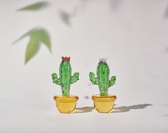 Mini Glasmalerei Kaktus Pflanzer: Geschmolzenes Glas Sukkulente Kunst