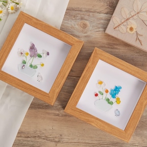 Sea Glass Flower Art Frame: Handmade Beach Decor, Friendship Gift