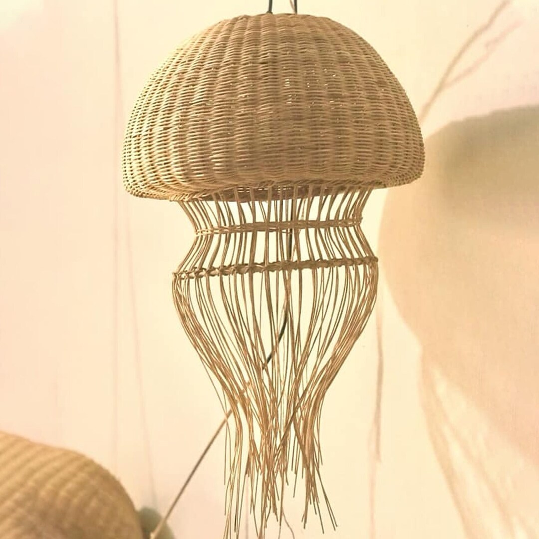 Jellyfish Lamp Shade Rattan Lamp Pendant Lights Willow Wicker Chandelier Decor for Home - Etsy