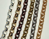 Rolo Chain 7mm 3 Feet Chunky Antique Copper, Silver, Black, Gun Metal and Matte Gold    - FREE SHIPPING USA