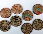 Boho Leather Rounds - Matching set of 2 in Olive, Burgundy, Orange or Turquoise Mix 1" Boho Leather Rounds - Matching set of 2 in Olive, Burgundy, Orange or Turquoise Mix 1"