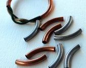 Qty 10 Tube Bead  5x30mm - Antique Silver, Brass or Copper -  Free Shipping USA