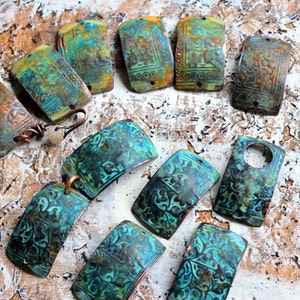 Athena Ancient Patina Copper Charms Rectangles 6 pieces Free Shipping USA image 2