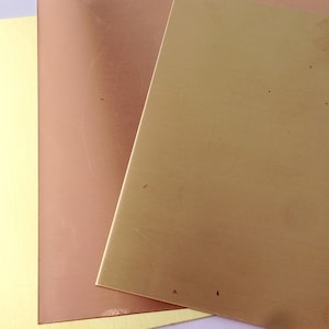 20G, 22G or 24G Copper, Brass or Red Brass Sheet  6&quot; x 6&quot; FREE US SHIPPING