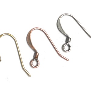 Minimalist Petite Coiled Ear Wires in Copper, Brass and Silver Pick your Qty- Brass Based Free Shipping US