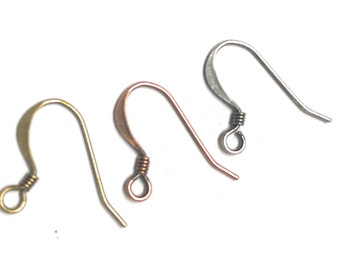 Minimalist Petite Coiled Ear Wires in Copper, Brass and Silver Pick your Qty- Brass Based Free Shipping US