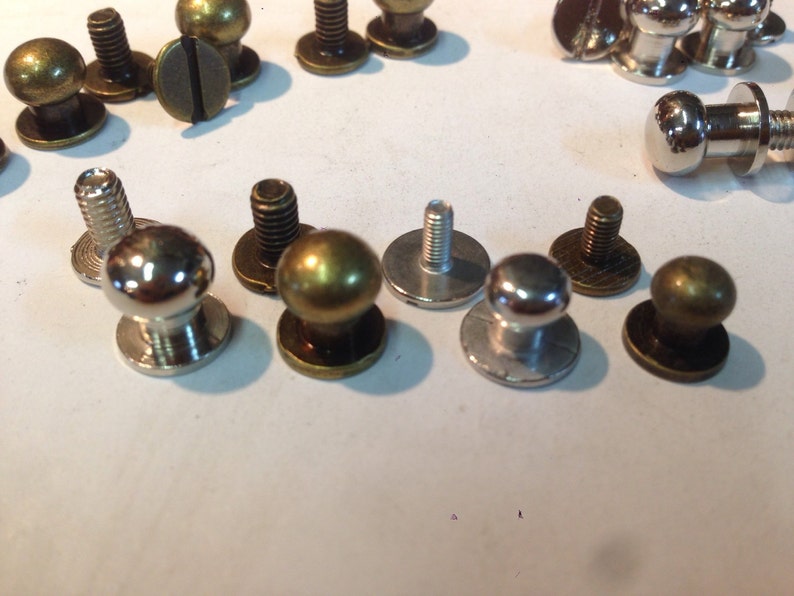 Qty 10 Button Stud and Post Silver or Antique Brass Finish 6mm or 8mm image 3