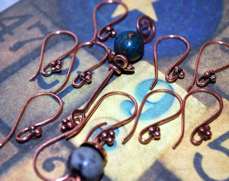 Pick Quantity Solid Copper Ear Wires with 3 Balls Free Etsy