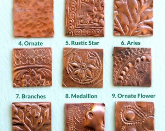 Qty 2 Solid Copper Blanks with Asst Texture Option - for Patina or enameling - Free Shipping USA