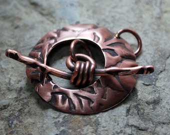 Venus Round Toggle Clasp in Oxidized Copper - Handmade Free Shipping US