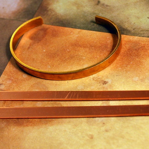 1/4" Solid Copper Cuff Bracelet Blank  Qty: 2  - Free Shipping US