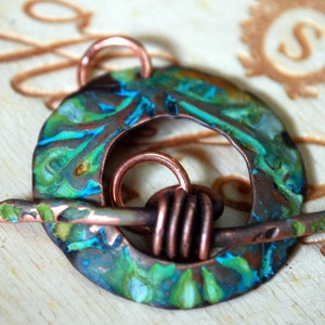 Blue Rust Venus Round Toggle Clasp in Copper - Handmade Free Shipping US