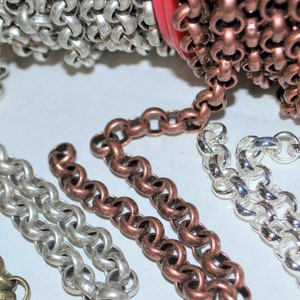 SALE 2 Feet Extra Large 11mm Rolo Chain Chunky Antique Silver, Copper or Brass or Shiny Silver 24 FREE Shipping USA image 3