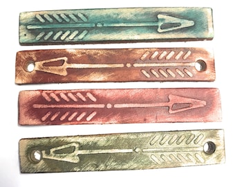 Boho Leder Pfeil Rechteck Charm Focal - 2er Set