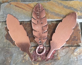 Feather Metal Blanks in 20g Raw Copper - Choose your quantity -Free USA shipping