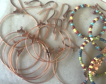 Bead Hoop & Earwire Kits ~ Your choice Ant Copper, Brass or Silver - Free US Shpg