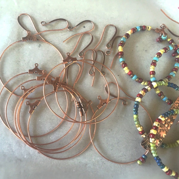 Bead Hoop & Earwire Kits ~ Your choice Ant Copper, Brass or Silver - Free US Shpg