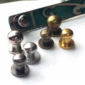 Qty 10 Button Stud and Post Silver or Antique Brass Finish 6mm or 8mm image 2