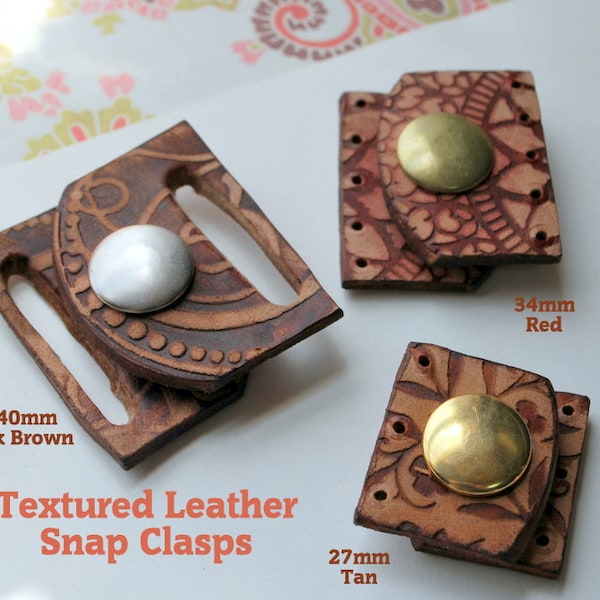 Textured Leather Snap Clasp ~ 27mm wide for Beaded Designs Qty 1