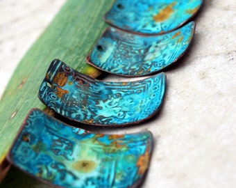 Athena Antique Patina Kupfer Charms Rechtecke - 4 Stück KOSTENLOSER USA VERSAND