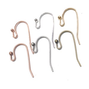 French Ball Ear Wires in Copper, Brass and Silver - Brass Based Free Shipping US