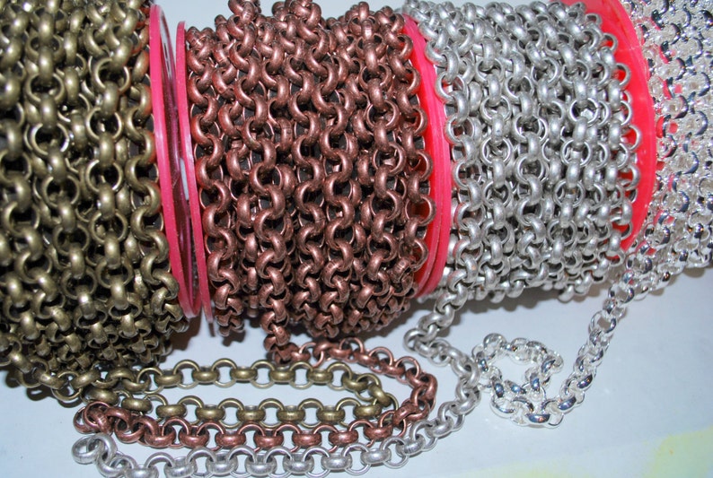 SALE 2 Feet Extra Large 11mm Rolo Chain Chunky Antique Silver, Copper or Brass or Shiny Silver 24 FREE Shipping USA image 1