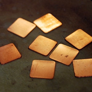 Qty 8 - 1/2&quot; Square Copper or Brass Raw Blanks - FREE US SHIPPING