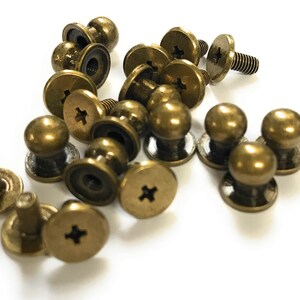 Qty 10 Button Stud and Post Silver or Antique Brass Finish 6mm or 8mm image 5