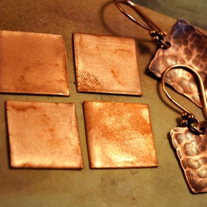 Qty 4  -  Copper Square Blanks  24g 3/4&quot;  -  FREE SHIPPING