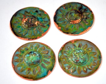 Patina-Rounds Comes the Sun 3cm Sun Medaillon in Kupfer Versandkostenfrei