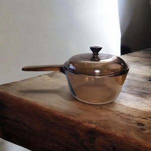 Pyrex Vision Corning Ware 1.5L Amber Glass Saucepan With Lid Kitchen Visionware