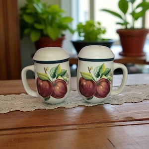 Casuals by China Pearl Red Apple Design Salt & Pepper Shakers