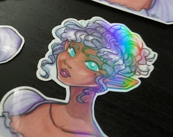 Pretty Elf Girl - Rainbow Holo Vinyl Sticker