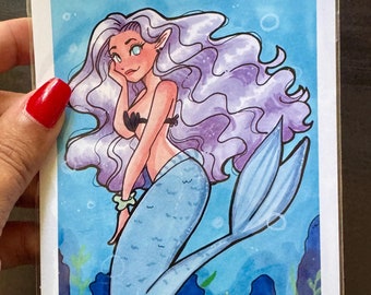 Impresión artística de sirena lavanda de 4x6