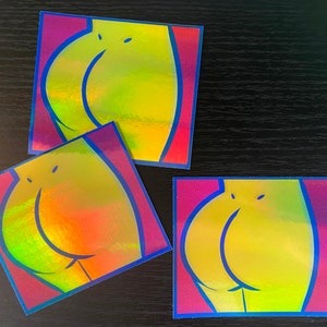 A Butt Holographic Waterproof Pop Art Vinyl Sticker Fun & Cheeky image 2