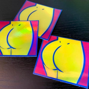 A Butt Holographic Waterproof Pop Art Vinyl Sticker Fun & Cheeky image 1